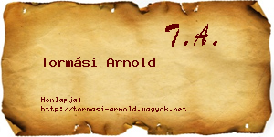 Tormási Arnold névjegykártya